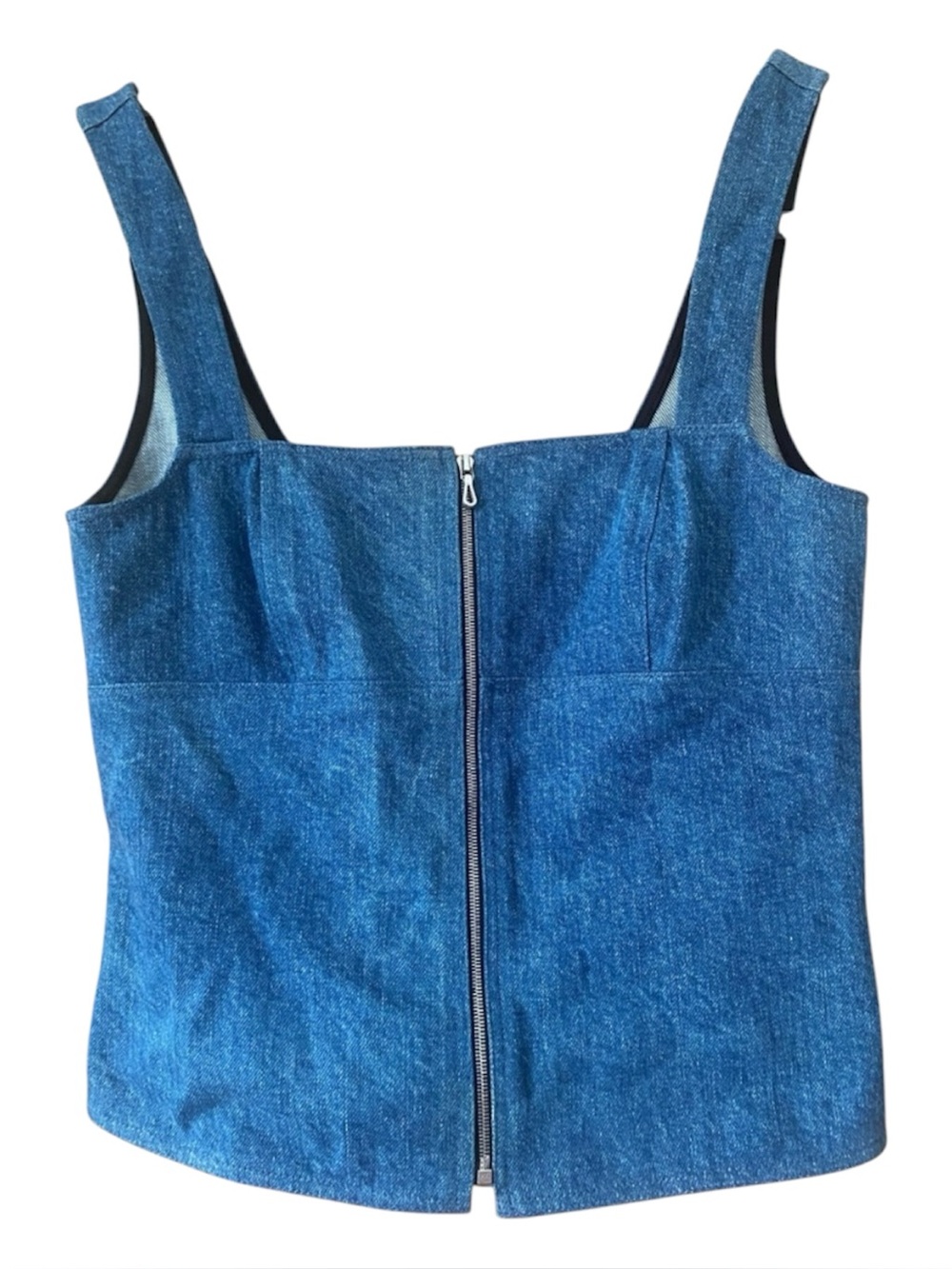 Rag & Bone Denim Zip Front Corset Tank Top Blue Sleeveless Bustier Size S/P